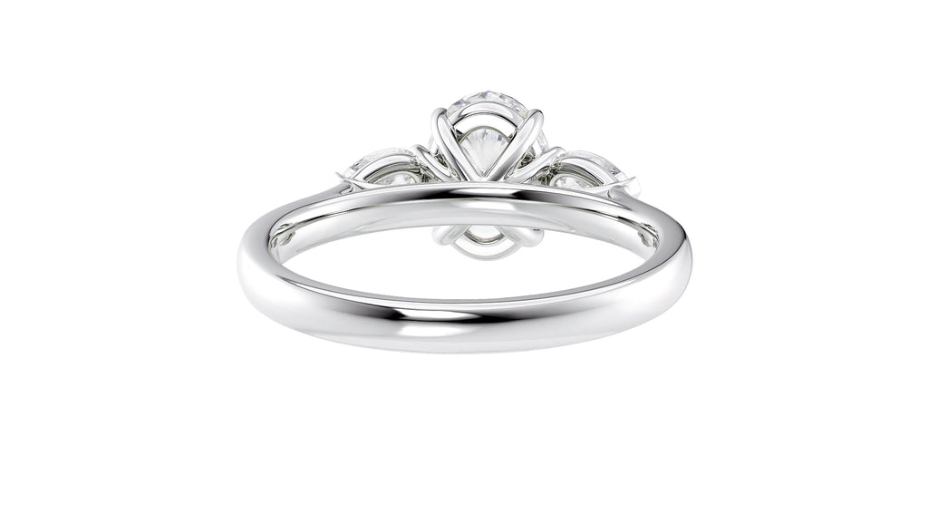 Oval & Pear Cut Trilogy Diamond Engagement Ring