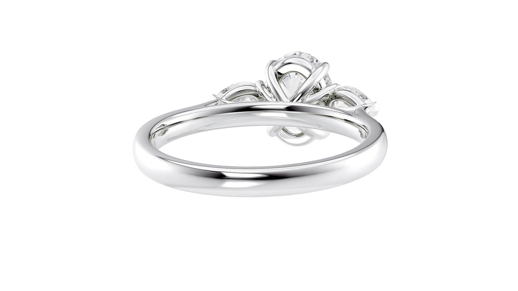 Oval & Pear Cut Trilogy Diamond Engagement Ring