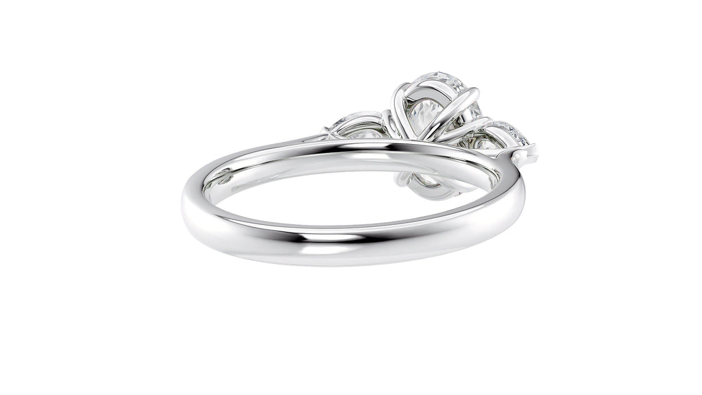 Oval & Pear Cut Trilogy Diamond Engagement Ring
