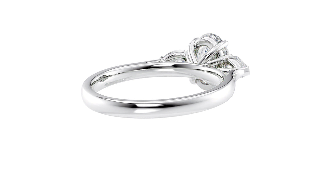 Oval & Pear Cut Trilogy Diamond Engagement Ring
