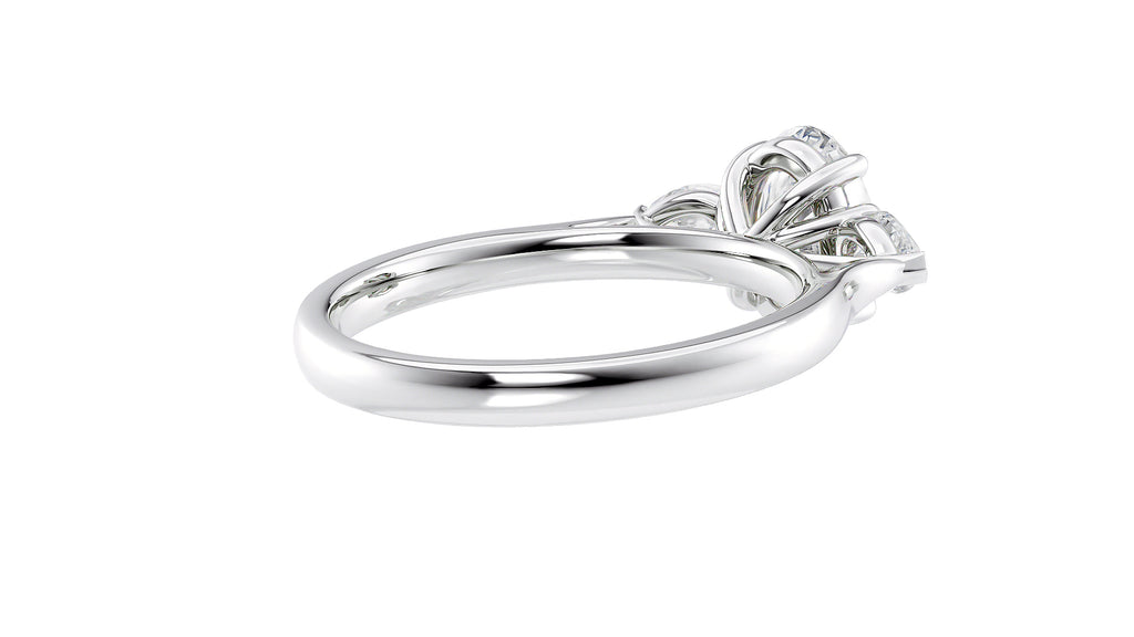 Oval & Pear Cut Trilogy Diamond Engagement Ring