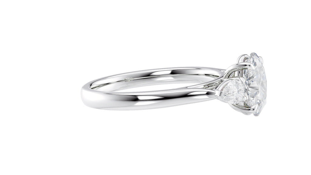 Oval & Pear Cut Trilogy Diamond Engagement Ring