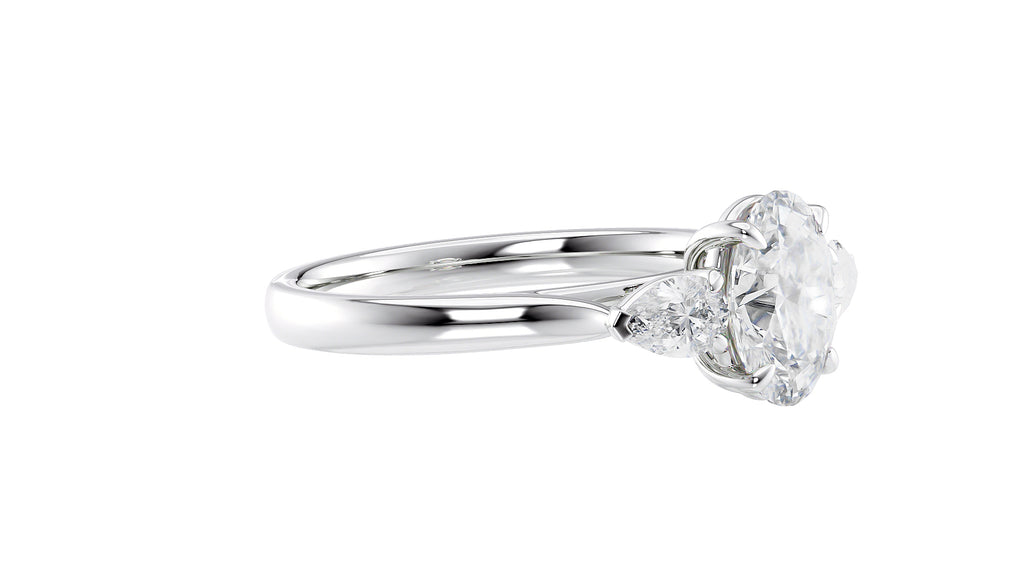 Oval & Pear Cut Trilogy Diamond Engagement Ring