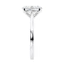 Oval solitaire lab grown diamond engagement ring white gold end view.
