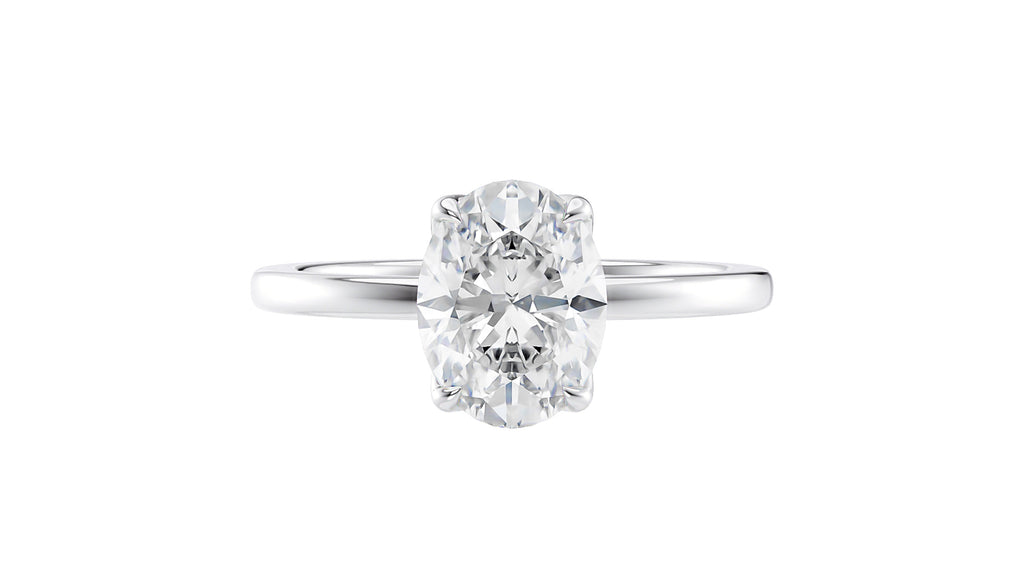 Oval Solitaire Contemporary Style Lab Grown Diamond Engagement Ring