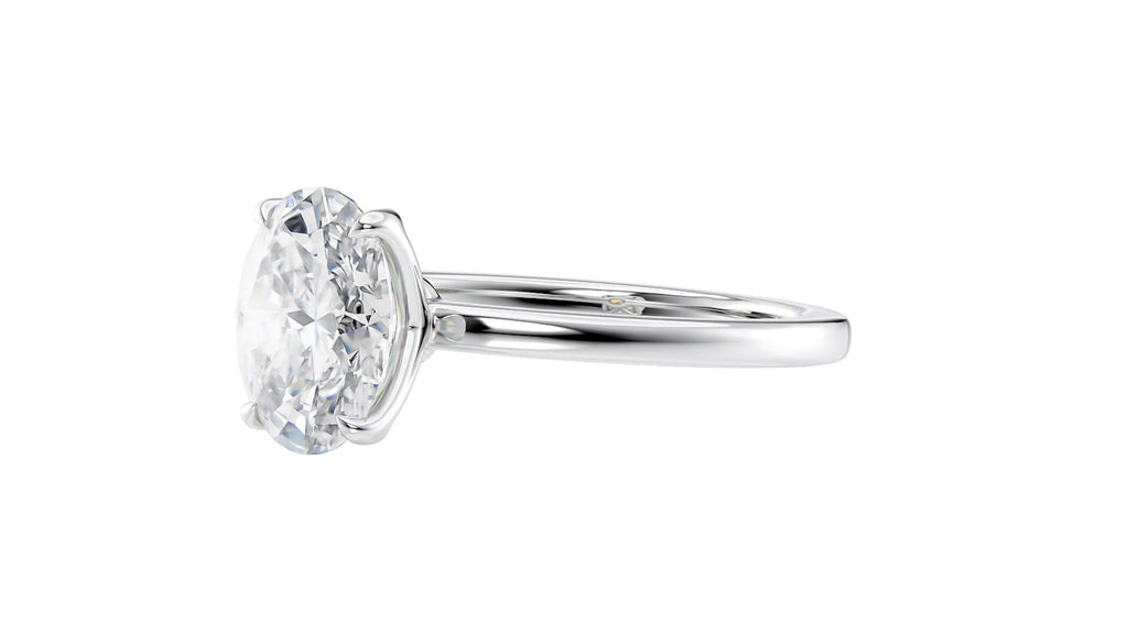 Oval Solitaire Contemporary Style Diamond Engagement Ring
