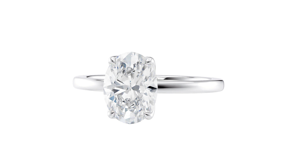 Oval Solitaire Contemporary Style Diamond Engagement Ring