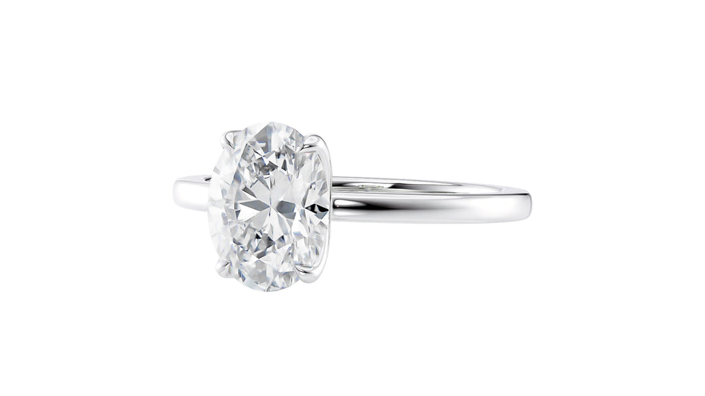 Oval Solitaire Contemporary Style Diamond Engagement Ring