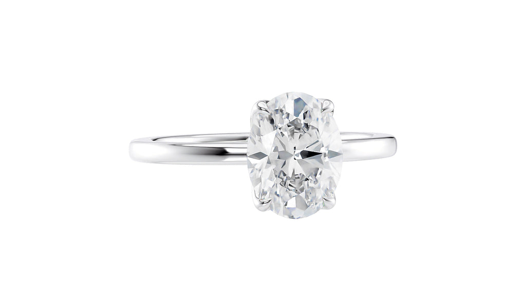 Oval Solitaire Contemporary Style Diamond Engagement Ring