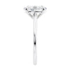 Oval solitaire with ultra slim white gold band end view.