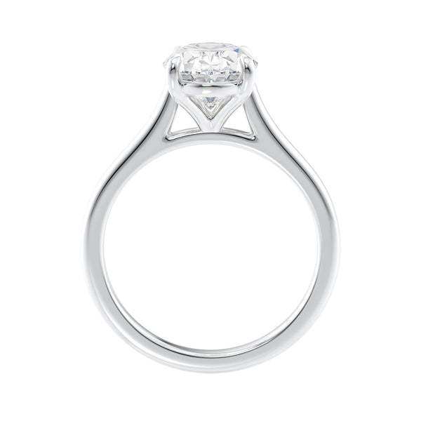 Oval Solitaire Thin Band Diamond Engagement Ring For Sale