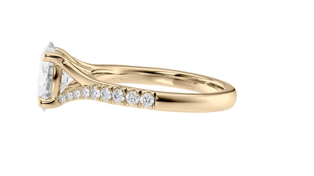 Oval Solitaire Half Set Split Diamond Band Engagement Ring