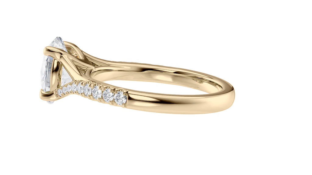 Oval Solitaire Half Set Split Diamond Band Engagement Ring