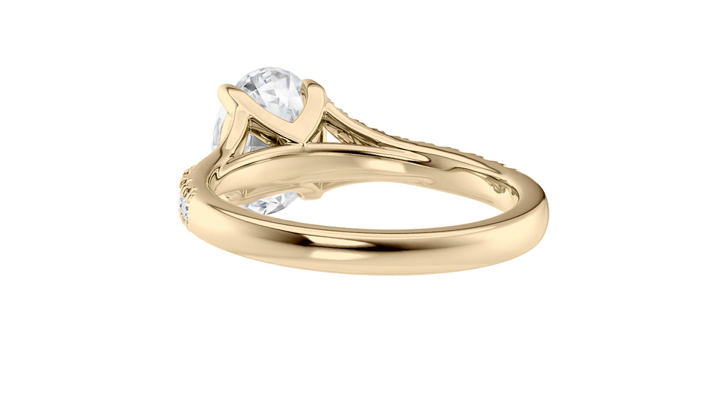 Oval Solitaire Half Set Split Diamond Band Engagement Ring