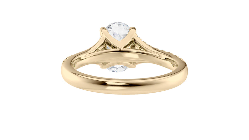 Oval Solitaire Half Set Split Diamond Band Engagement Ring