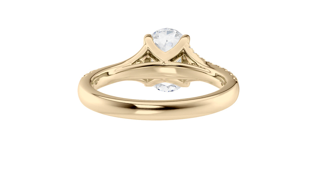 Oval Solitaire Half Set Split Diamond Band Engagement Ring