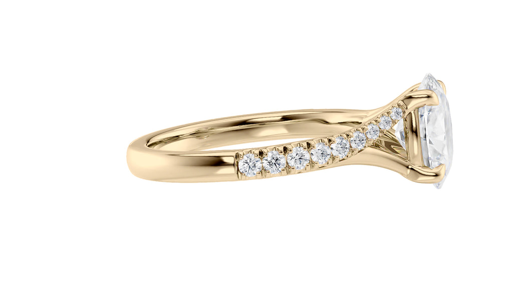 Oval Solitaire Half Set Split Diamond Band Engagement Ring