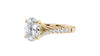 Oval Solitaire Half Set Split Diamond Band Engagement Ring