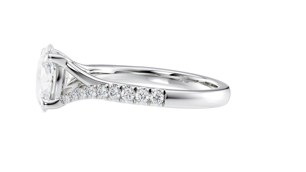 Oval Solitaire Half Set Split Diamond Band Engagement Ring