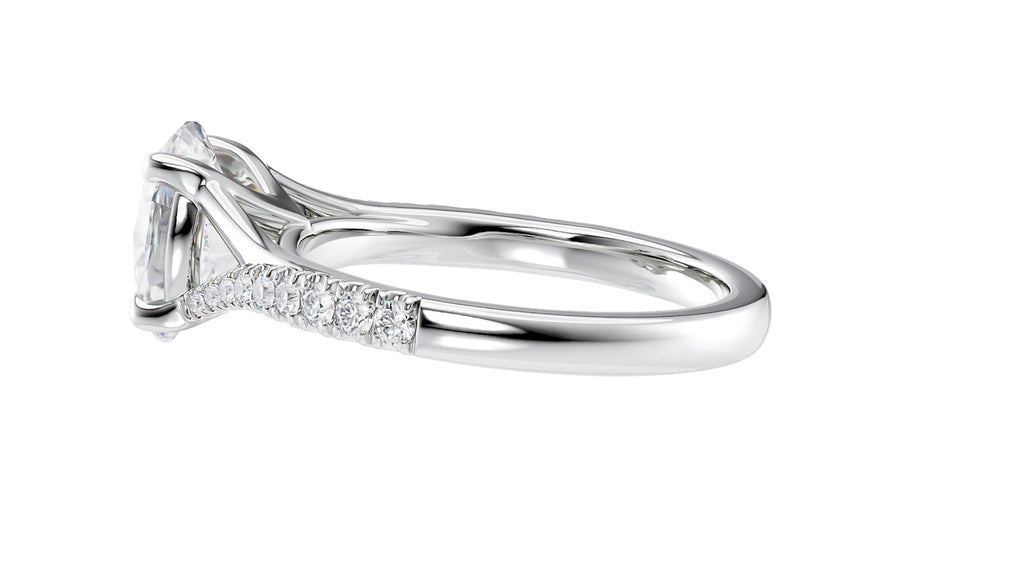 Oval Solitaire Half Set Split Diamond Band Engagement Ring