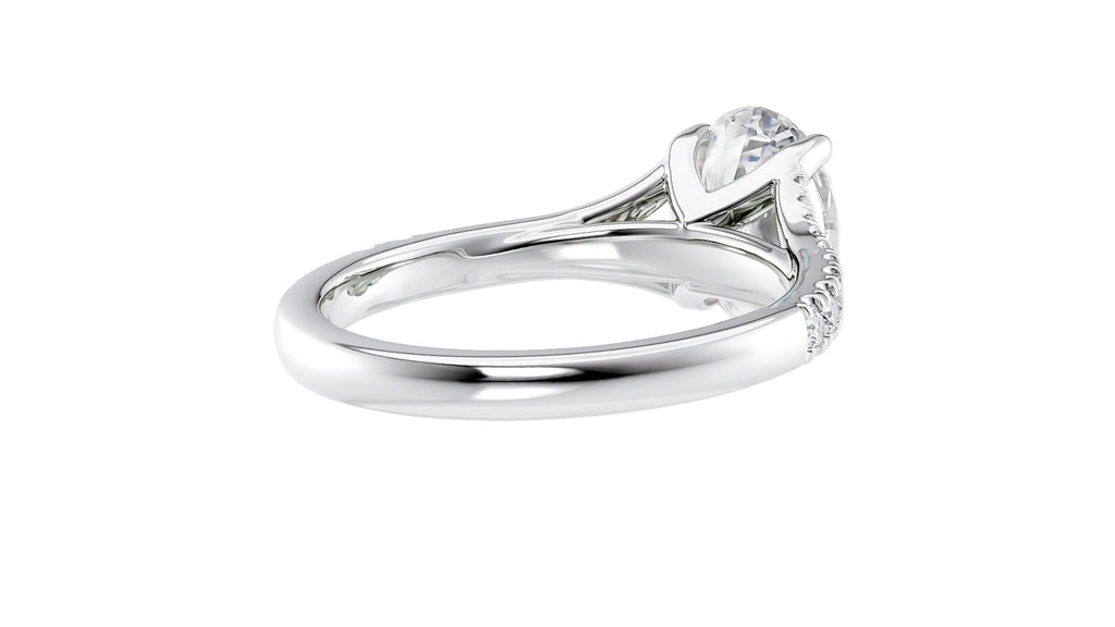 Oval Solitaire Half Set Split Diamond Band Engagement Ring