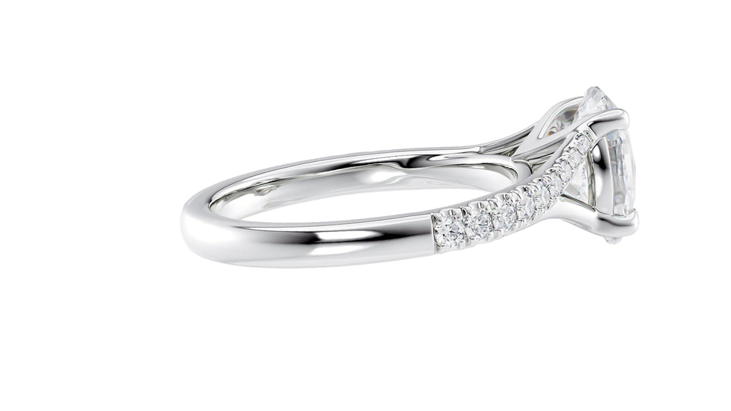 Oval Solitaire Half Set Split Diamond Band Engagement Ring