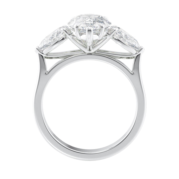 Pear Cut Stone With Pear Shoulders Lab Diamond Engagement Ring