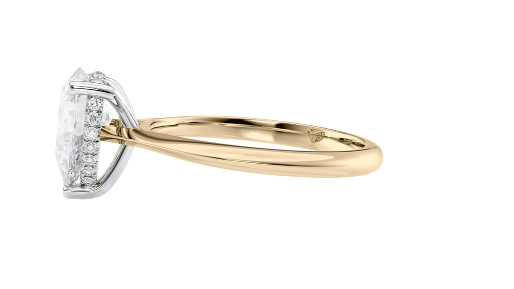 Pear Cut Solitaire Hidden Halo Diamond Engagement Ring