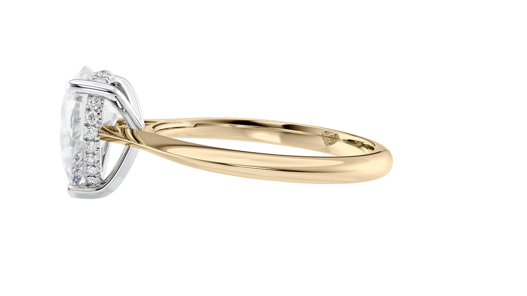 Pear Cut Solitaire Hidden Halo Diamond Engagement Ring