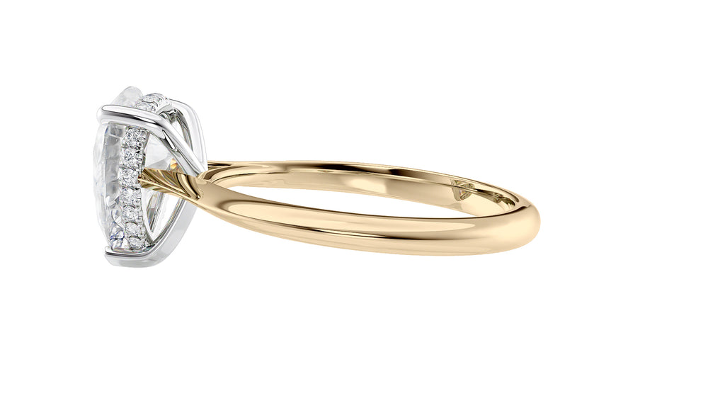 Pear Cut Solitaire Hidden Halo Diamond Engagement Ring