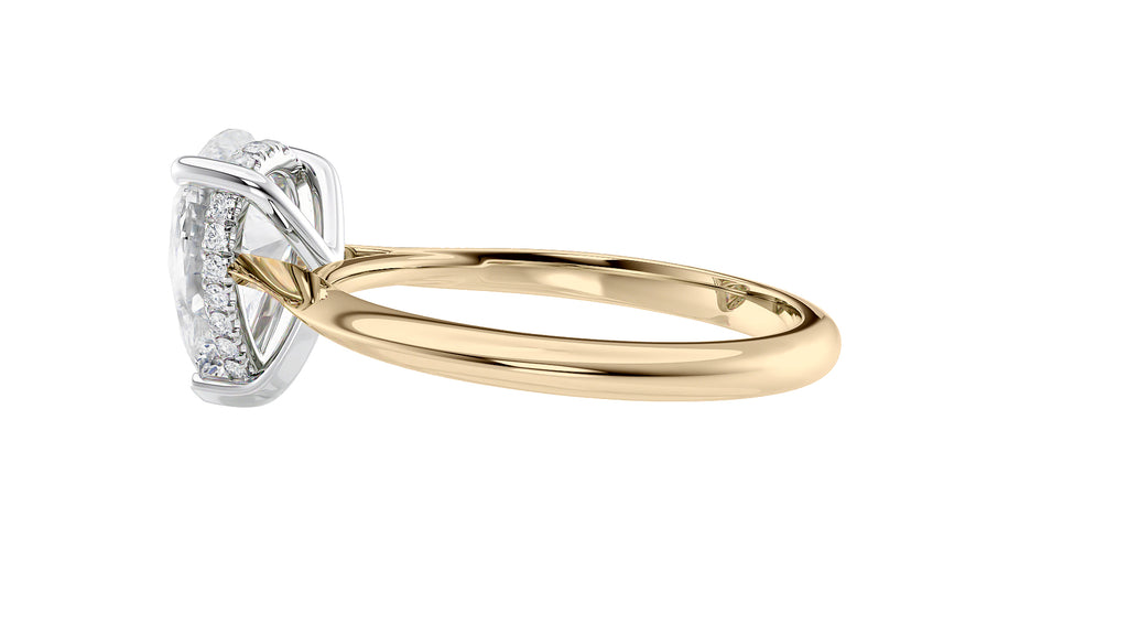 Pear Cut Solitaire Hidden Halo Diamond Engagement Ring
