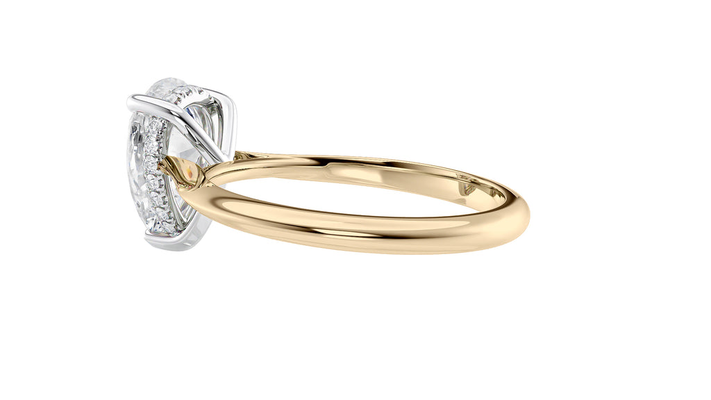 Pear Cut Solitaire Hidden Halo Diamond Engagement Ring