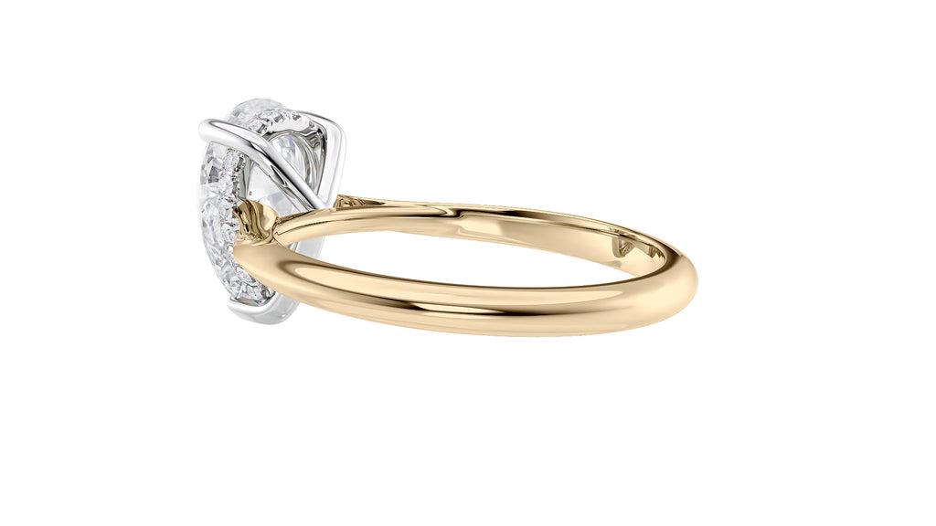 Pear Cut Solitaire Hidden Halo Diamond Engagement Ring