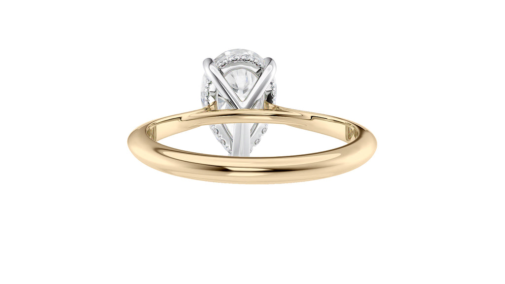 Pear Cut Solitaire Hidden Halo Diamond Engagement Ring