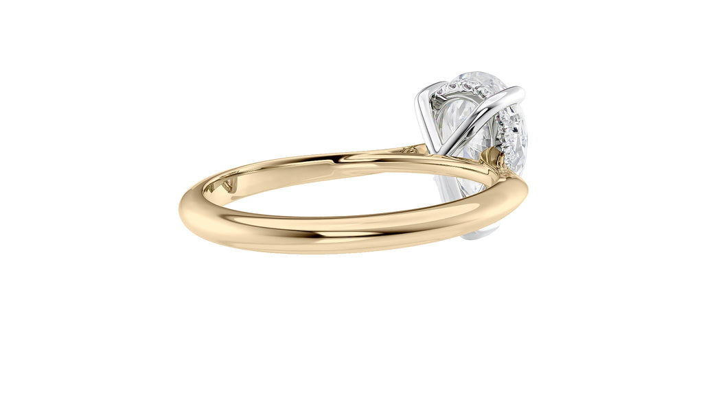 Pear Cut Solitaire Hidden Halo Diamond Engagement Ring