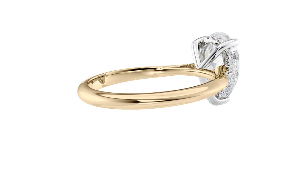 Pear Cut Solitaire Hidden Halo Diamond Engagement Ring