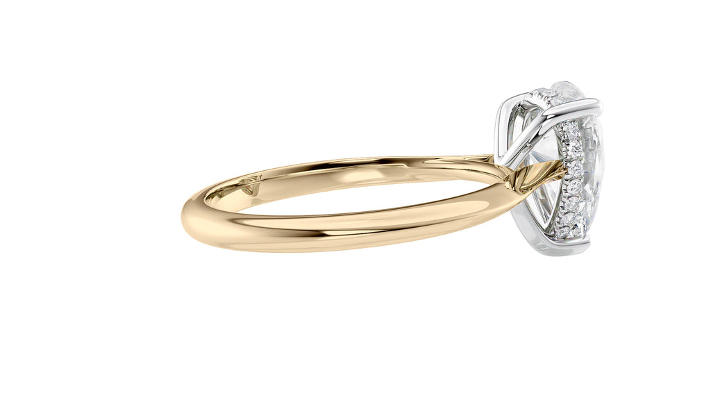 Pear Cut Solitaire Hidden Halo Diamond Engagement Ring