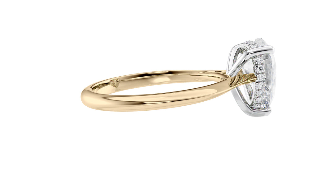 Pear Cut Solitaire Hidden Halo Diamond Engagement Ring