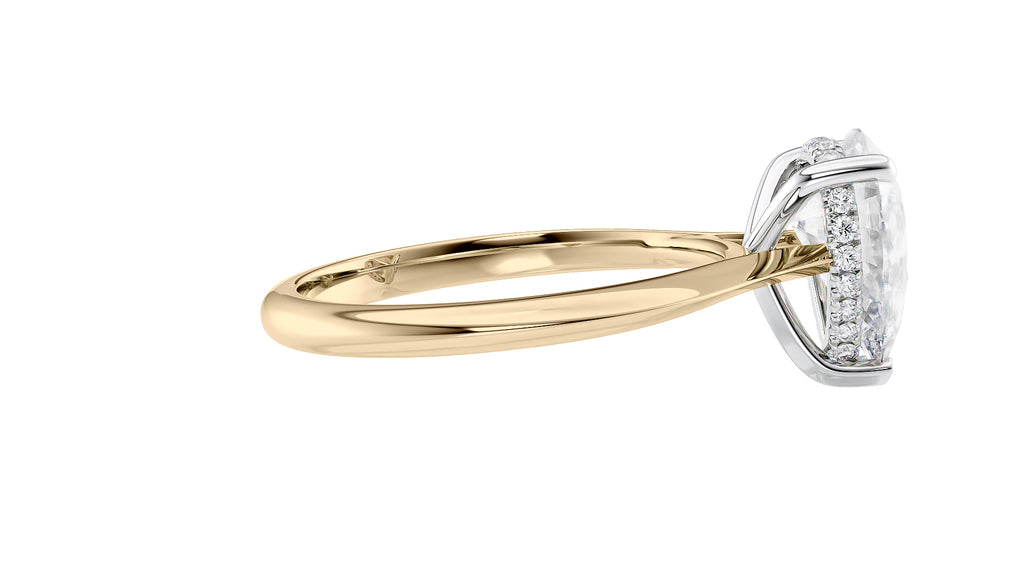 Pear Cut Solitaire Hidden Halo Diamond Engagement Ring