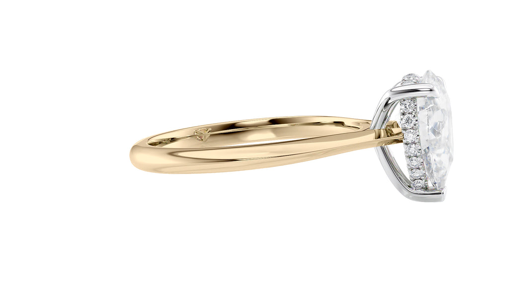 Pear Cut Solitaire Hidden Halo Diamond Engagement Ring