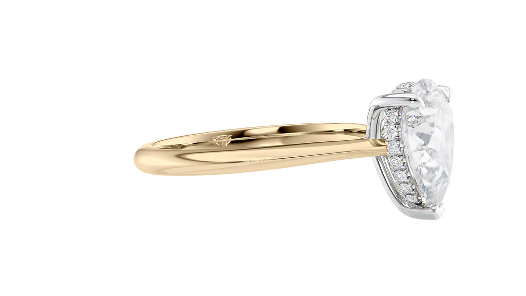 Pear Cut Solitaire Hidden Halo Diamond Engagement Ring