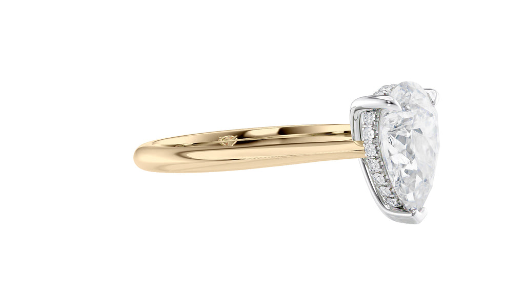 Pear Cut Solitaire Hidden Halo Diamond Engagement Ring