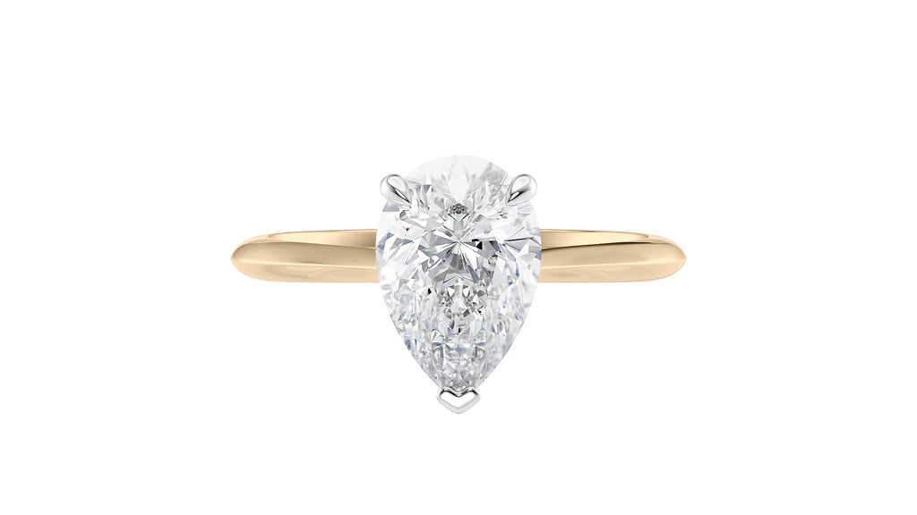 Pear Cut Solitaire Hidden Halo Diamond Engagement Ring