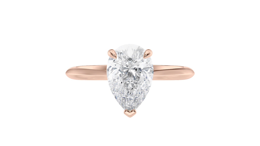 Pear Cut Solitaire Hidden Halo Diamond Engagement Ring