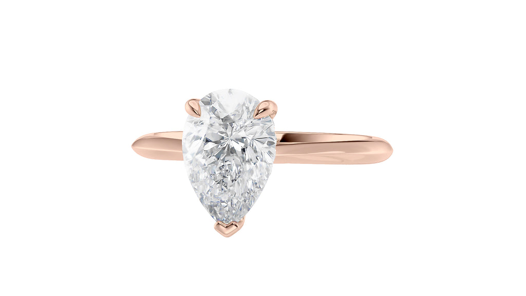 Pear Cut Solitaire Hidden Halo Diamond Engagement Ring