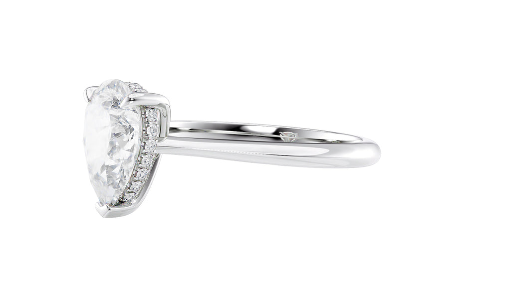 Pear Cut Solitaire Hidden Halo Diamond Engagement Ring