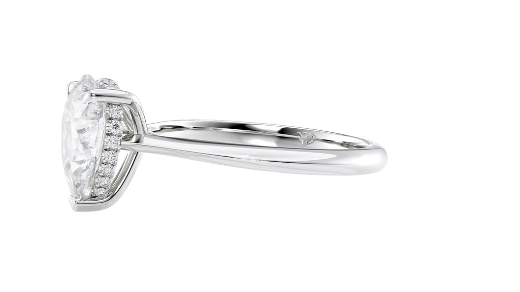 Pear Cut Solitaire Hidden Halo Diamond Engagement Ring