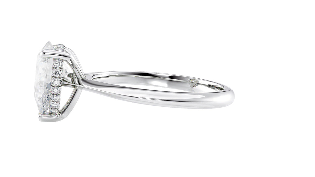 Pear Cut Solitaire Hidden Halo Diamond Engagement Ring