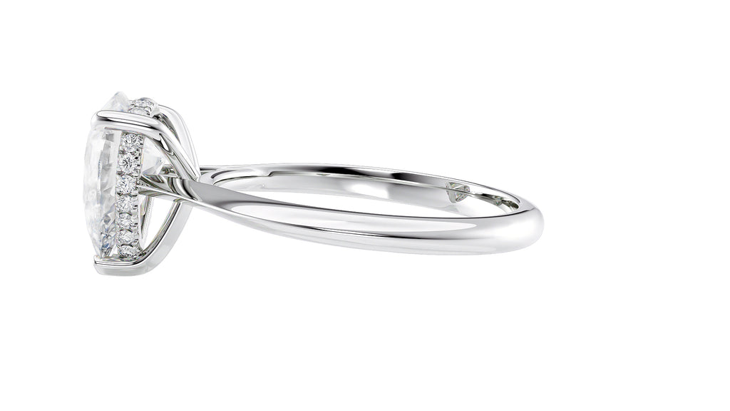 Pear Cut Solitaire Hidden Halo Diamond Engagement Ring