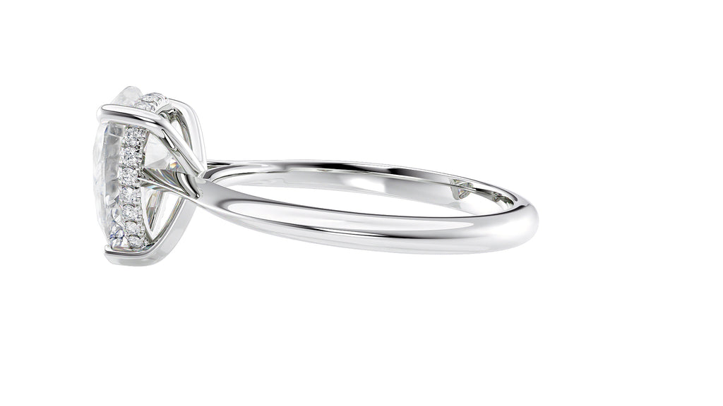 Pear Cut Solitaire Hidden Halo Diamond Engagement Ring